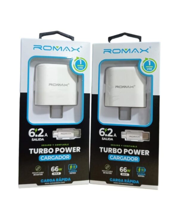 CARGADOR  ROMAX 6.2A TIPO C TURBO POWER