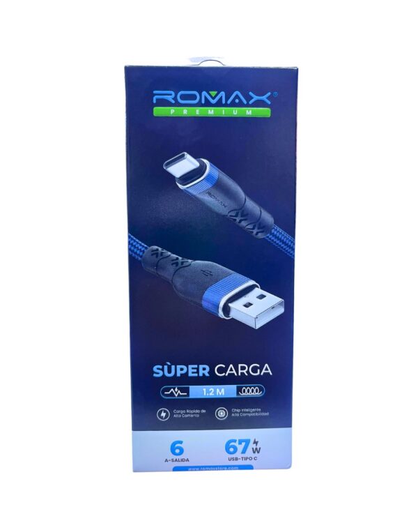 CABLE ROMAX SUPER CARGA 67W 6A (USB - TIPO C )