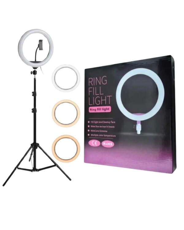 ARO DE LUZ 10" (Luz blanca) (26cm) QX-260 + TRÍPODE