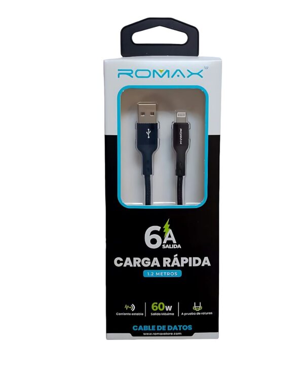 CABLE ROMAX TIPO IPHONE - CARGA RÁPIDA (6A - 60W)