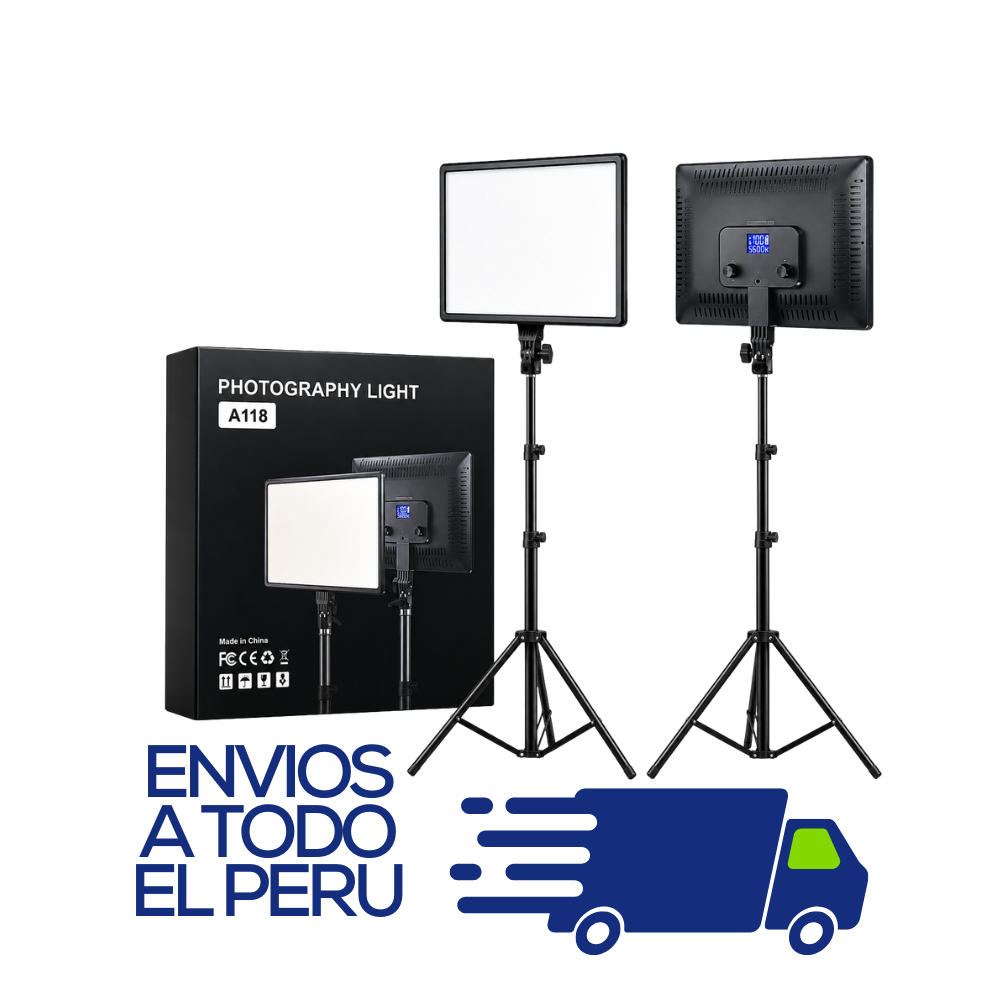PANEL PROFESIONAL LUZ CALIDA+ TRIPODE + CONTROL A118
